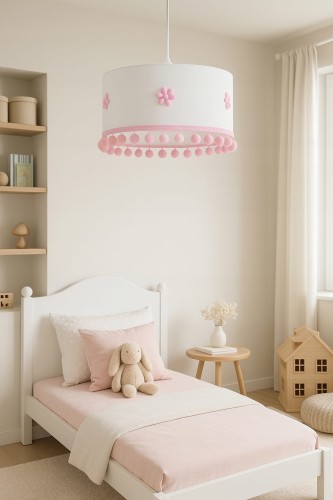LAMPA-WISZACA-DLA-DZIECI-ABAZUR-KWIATY-ROZOWA-POMPONIKI-POKOJ-DZIEWCZYNKI-Plec-chlopcy-dziewczynki.jpg